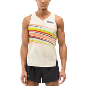 Hoka 1173510P-AFLR Race Day Singlet Krem Koşu Erkek Atlet