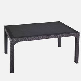 Holiday Olimpia Camlı Rattan Koyu Kahve Masa