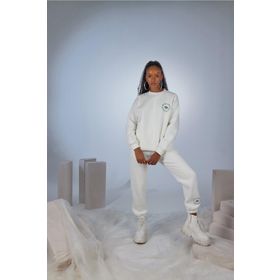 Holly Lolly 3 İplik Şardonlu Uzun Kol Bisiklet Yaka Fine Ekru Sweatshirt