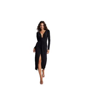 Holly Lolly HLSS23-00103 Maxi Moonlight V Yaka Karpuz Kol Siyah Kadın Elbise