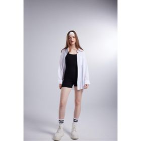 Holly Lolly HLSS24-00004 Lovesize Cepli Oversize Kesim Beyaz Kadın Gömlek