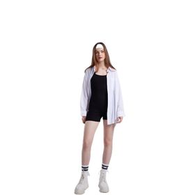 Holly Lolly HLSS24-00004 Lovesize Cepli Oversize Kesim Beyaz Kadın Gömlek