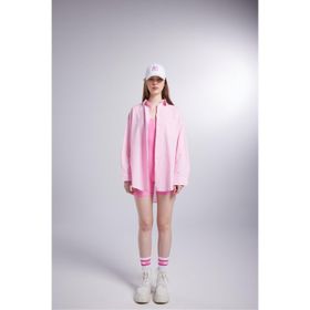 Holly Lolly HLSS24-00004 Lovesize Cepli Oversize Kesim Pembe Kadın Gömlek