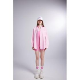 Holly Lolly HLSS24-00004 Lovesize Cepli Oversize Kesim Pembe Kadın Gömlek