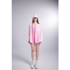 Holly Lolly HLSS24-00004 Lovesize Cepli Oversize Kesim Pembe Kadın Gömlek