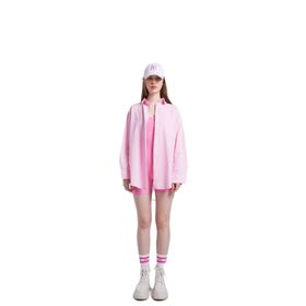 Holly Lolly HLSS24-00004 Lovesize Cepli Oversize Kesim Pembe Kadın Gömlek