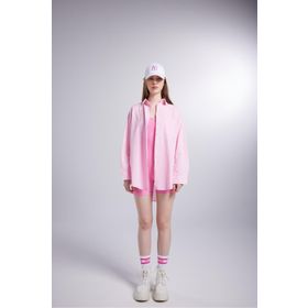 Holly Lolly HLSS24-00004 Lovesize Cepli Oversize Kesim Pembe Kadın Gömlek