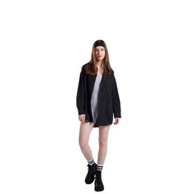 Holly Lolly HLSS24-00004 Lovesize Cepli Oversize Kesim Siyah Kadın Gömlek