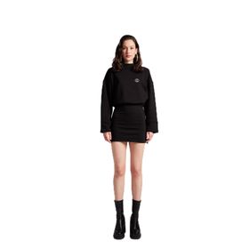 Holly Lolly HLSS24-00007 Mini Claire Yırtmaçlı Dokuma Kumaş Siyah Kadın Elbise
