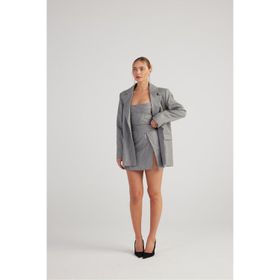 Holly Lolly HLSS24-00015 Eden Oversize Kesim Simli Çizgili Gri Kadın Blazer Ceket