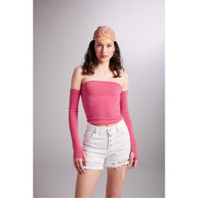 Holly Lolly HLSS24-00024 Smooth Kolları Ayrı Straplez Pembe Kadın Bluz