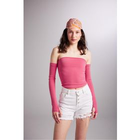 Holly Lolly HLSS24-00024 Smooth Kolları Ayrı Straplez Pembe Kadın Bluz