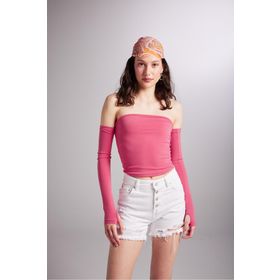 Holly Lolly HLSS24-00024 Smooth Kolları Ayrı Straplez Pembe Kadın Bluz