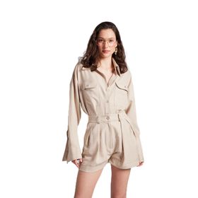Holly Lolly HLSS24-00033 Julia Oversize Kesim Bej Kadın Gömlek