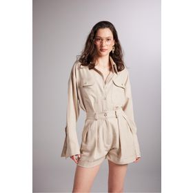 Holly Lolly HLSS24-00033 Julia Oversize Kesim Bej Kadın Gömlek