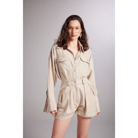 Holly Lolly HLSS24-00033 Julia Oversize Kesim Bej Kadın Gömlek