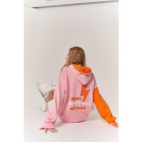 Holly Lolly Pembe Oversize Baskılı Kapüşonlu Lenora Kadın Sweatshirt