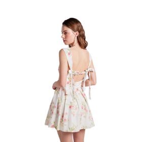 Holly Lolly Romance Eteği Brode Detaylı Çiçekli Pembe Kadın Mini Günlük Elbise