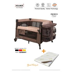 Holmer Coolstyle Multi Pro Bej Kahverengi Anne Yanı Beşik Park Yatak