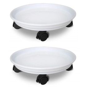 HomeCare 714453 Beyaz 2'li 25 cm Tekerlekli Saksı Altlığı Seti