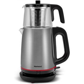 Homend Royaltea 1750H Cam Demlikli Inox Siyah Çay Makinesi