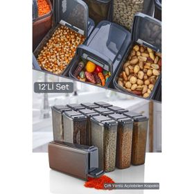 HOMENIVA 12x2400 ml Çift Kapaklı Ölçülü Erzak Saklama Kabı