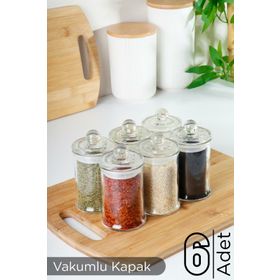HOMENIVA 6 Adet 150 ml Vakum Kapaklı Cam Baharatlık Kavanoz