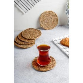 HOMENIVA 6 Adet El Yapımı Yuvarlak Hasır Fincan Çay Kupa Bardak Altlığı