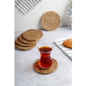 HOMENIVA 6 Adet El Yapımı Yuvarlak Hasır Fincan Çay Kupa Bardak Altlığı
