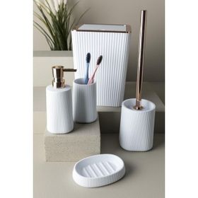 HOMENIVA Arow Akrilik 5 Parça Beyaz Lüx Banyo Seti