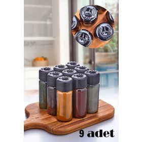 HOMENIVA Black 9 Adet 245 ml Cam Kavanoz Baharatlık Seti