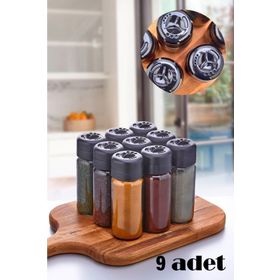 HOMENIVA Black 9 Adet 245 ml Cam Kavanoz Baharatlık Seti