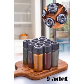 HOMENIVA Black 9 Adet 245 ml Cam Kavanoz Baharatlık Seti