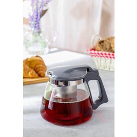 HOMENIVA Gri Süzgeçli Cam 1100 ml Demlik