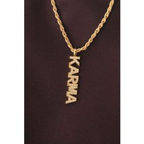 HomeStore Altın Renk Zirkon Taşlı Karma Yazılı Kolye
