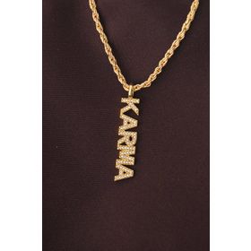 HomeStore Altın Renk Zirkon Taşlı Karma Yazılı Kolye