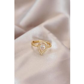 HomeStore Ayarlamalı Gold Renk Metal Zirkon Taşlı Damla Model Yüzük