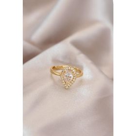 HomeStore Ayarlamalı Gold Renk Metal Zirkon Taşlı Damla Model Yüzük