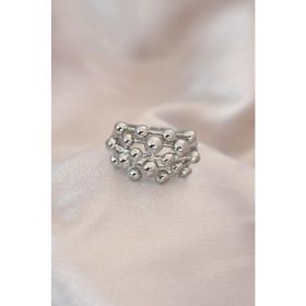 HomeStore Ayarlamalı Silver Renk Metal Bombeli Boluncuk Model Yüzük