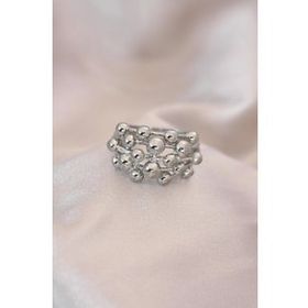 HomeStore Ayarlamalı Silver Renk Metal Bombeli Boluncuk Model Yüzük