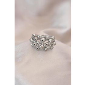 HomeStore Ayarlamalı Silver Renk Metal Bombeli Boluncuk Model Yüzük