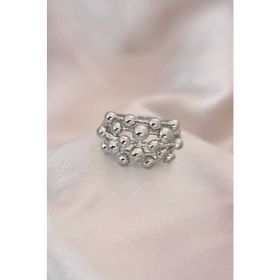 HomeStore Ayarlamalı Silver Renk Metal Bombeli Boluncuk Model Yüzük