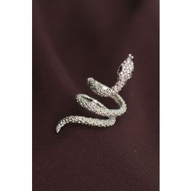 HomeStore Ayarlanabilir Silver Renk Zirkon Taşlı Yılan Yüzük