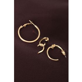 HomeStore Düğüm Model Altın Renk Metal Çoklu Küpe