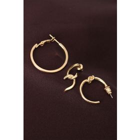 HomeStore Düğüm Model Altın Renk Metal Çoklu Küpe