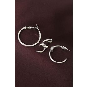 HomeStore Düğüm Model Gümüş Renk Metal Çoklu Halka Küpe