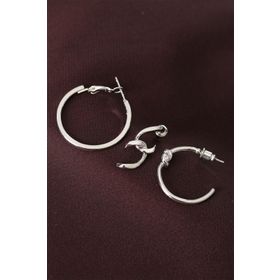 HomeStore Düğüm Model Gümüş Renk Metal Çoklu Halka Küpe