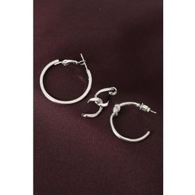 HomeStore Düğüm Model Gümüş Renk Metal Çoklu Halka Küpe