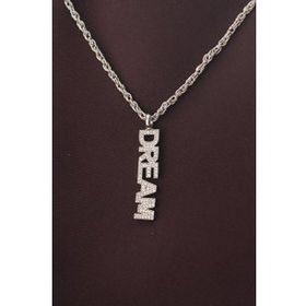 HomeStore Gümüş Renk Zirkon Taşlı Rüya Yazılı Kolye