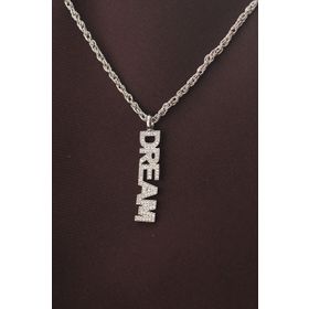HomeStore Gümüş Renk Zirkon Taşlı Rüya Yazılı Kolye